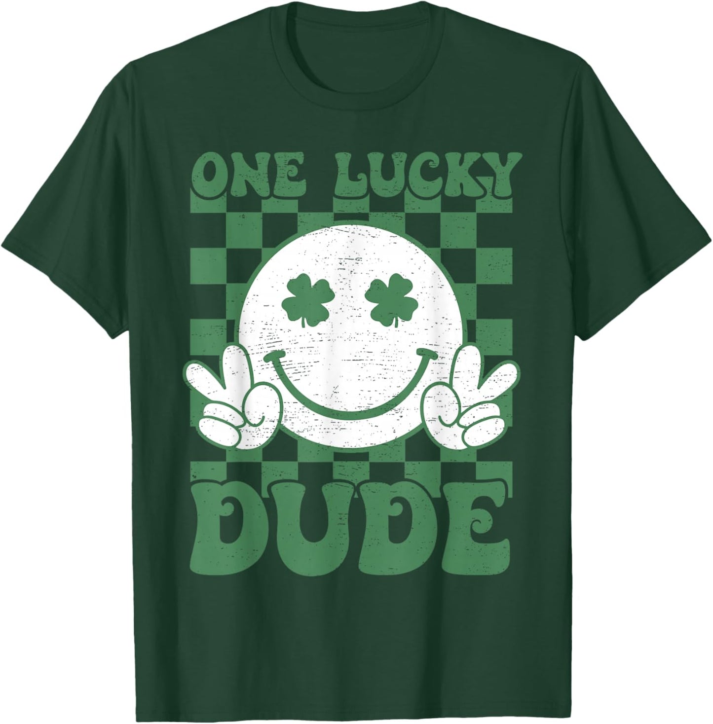 One Lucky Dude Groovy St Patrick Day Toddler Boys Kids T-Shirt - T-Shirt | Forest