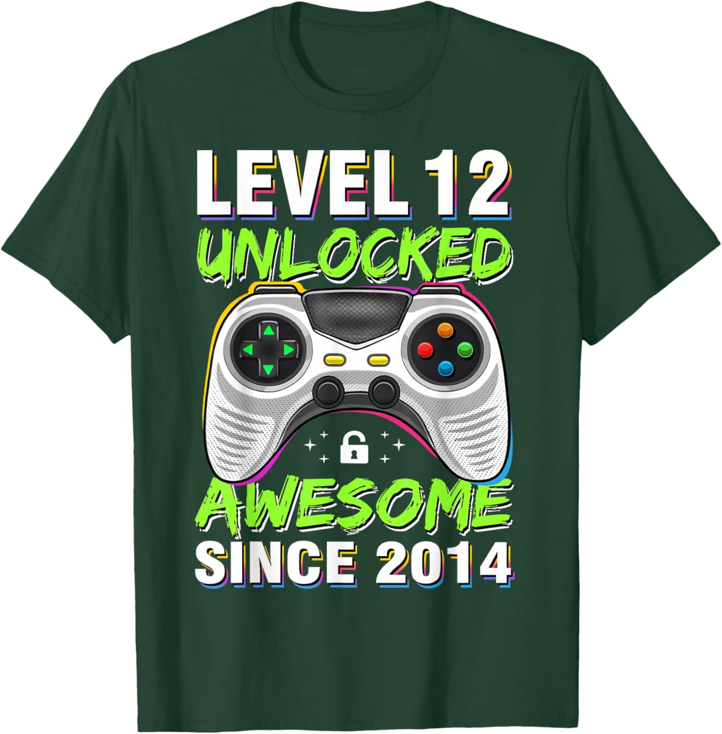 Level 12 Unlocked Awesome Since 201412th Birthday Gaming T-Shirt - T-Shirt | Forest