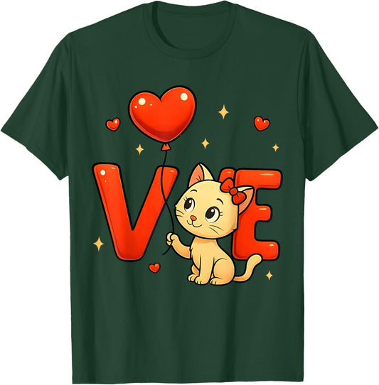 Happy Meowentine's Day Cute Cat Heart Valentine's Day T-Shirt - T-Shirt | Forest