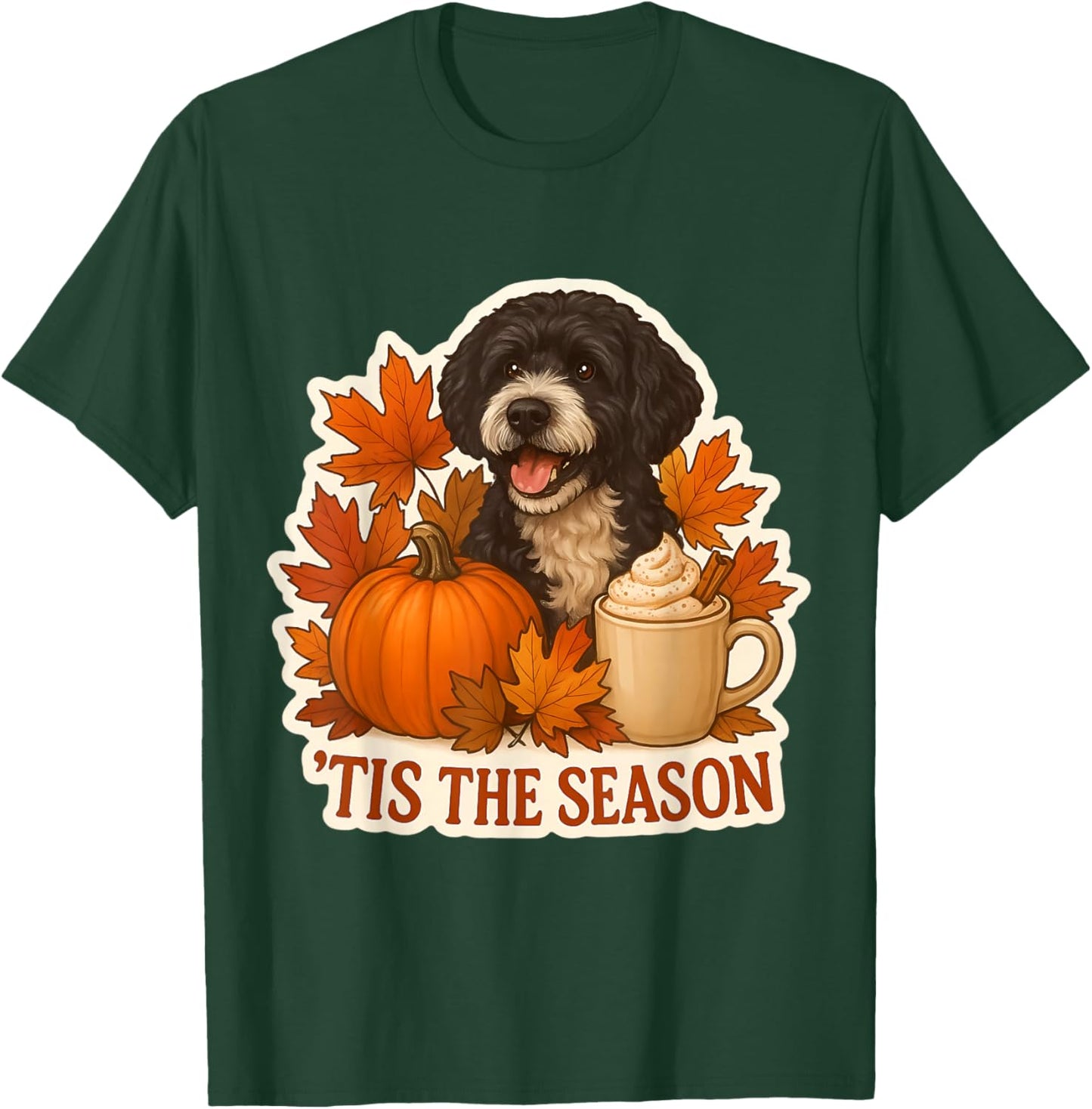 Tis The Season Portuguese Water Dog Fall Autumn Pumpkin Cup T-Shirt - T-Shirt | Forest