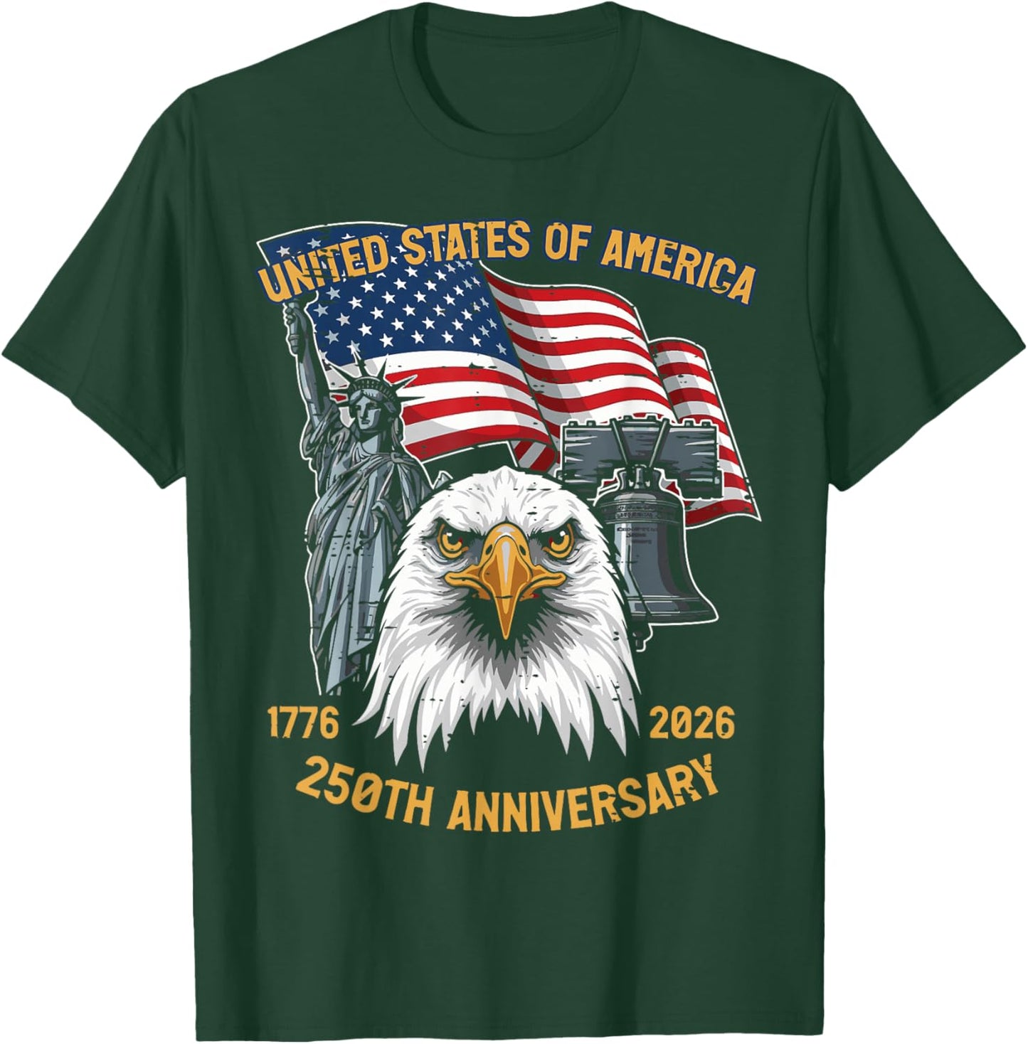 250th Anniversary USA United States America 250 Men Women T-Shirt - T-Shirt | Forest