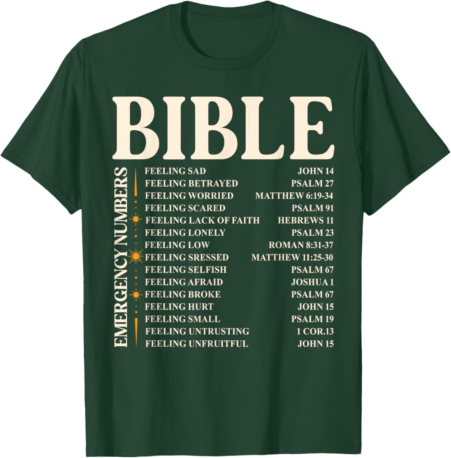 Bible Emergency Numbers - Funny Christian Bible & Jesus T-Shirt - T-Shirt | Forest