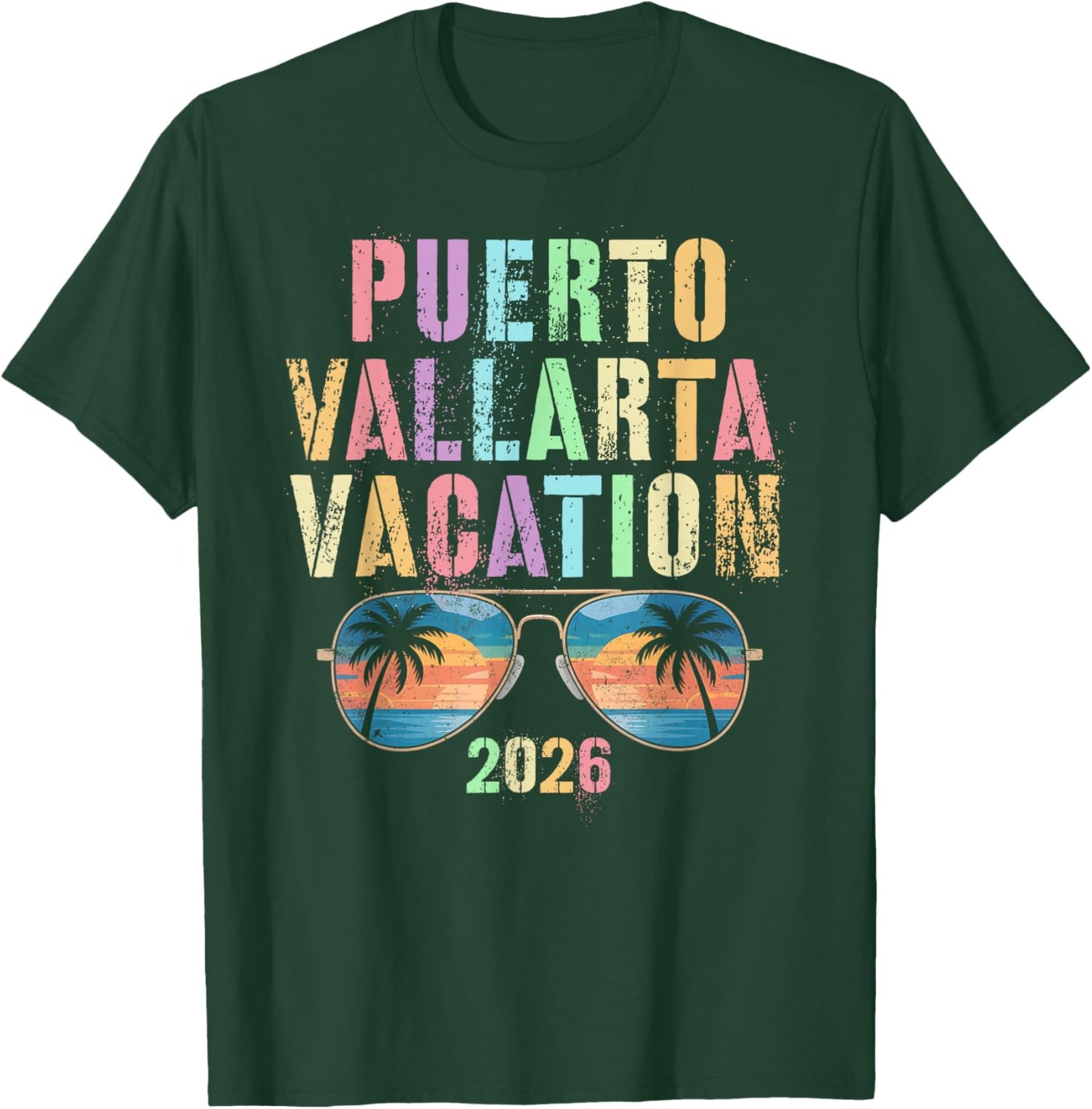 Vintage Puerto Vallarta Vacation 2026 Trip Beaching Vacay T-Shirt - T-Shirt | Forest