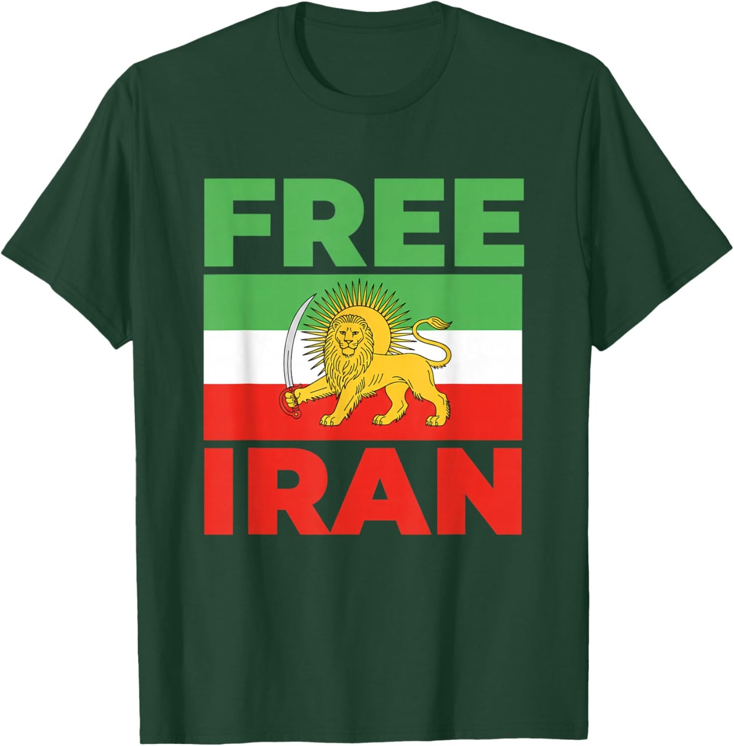 Free Iran Lion Flag Protest Solidarity Human Rights Activist T-Shirt - T-Shirt | Forest