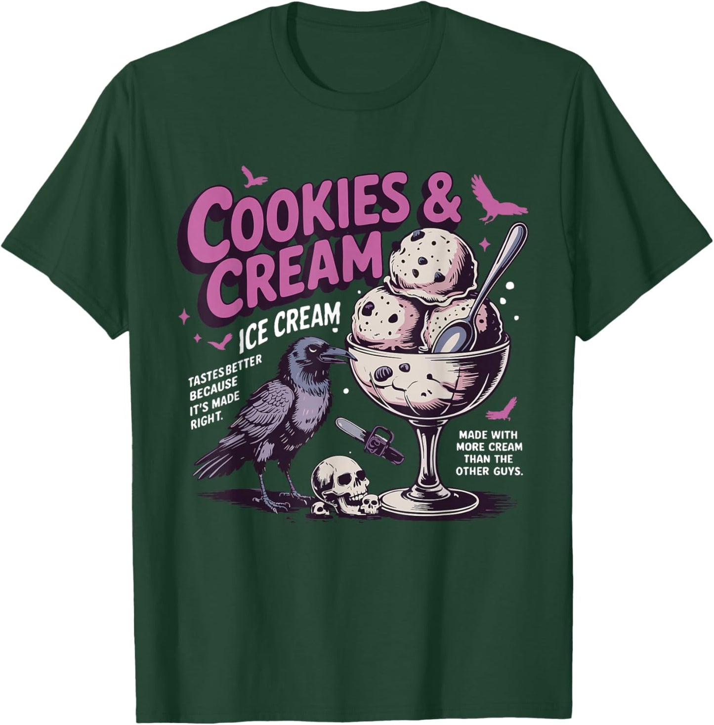 Cookie & Cream Ice Cream Butcher and Blackbird Book Lover T-Shirt - T-Shirt | Forest