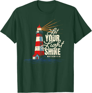 Let Your Light Shine Matthew 5:16 Faith Distressed T-Shirt - T-Shirt | Forest