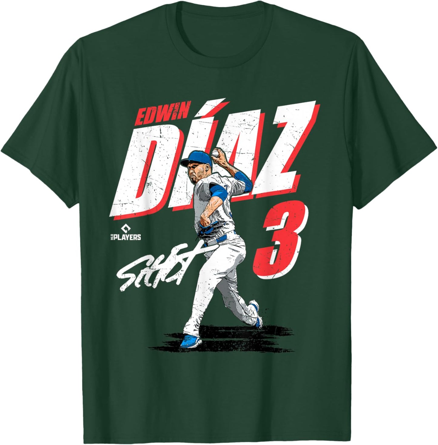 Edwin Diaz | Los Angeles D Baseball Players | MLBEDD204M T-Shirt - T-Shirt | Forest