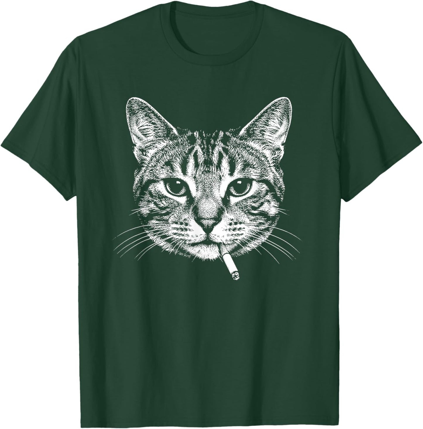 Smoking Tabby Cat Funny Moggy Face Y2K Meme Grunge Vintage T-Shirt - T-Shirt | Forest
