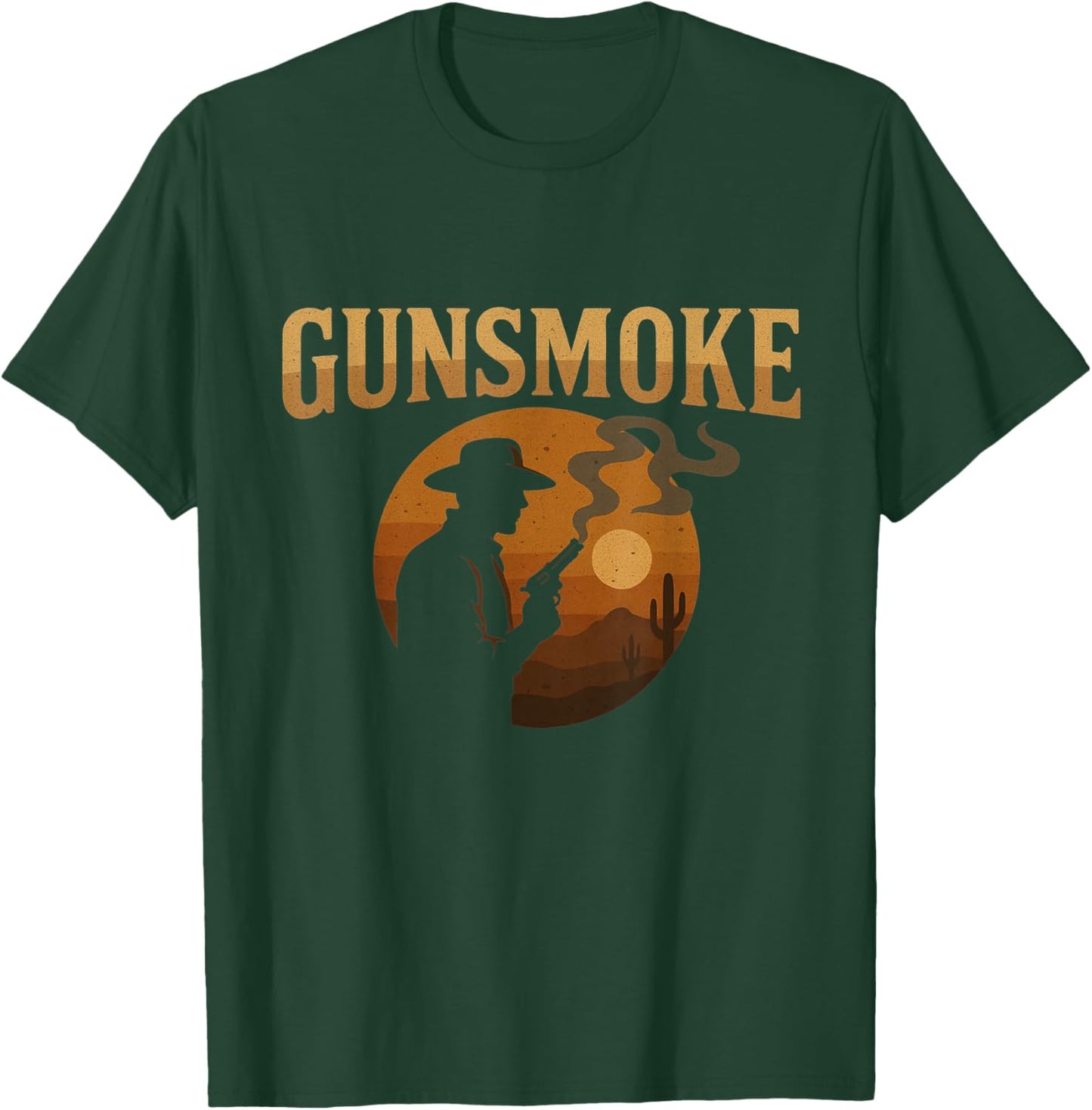 Gunsmoke Cowboy Silhouette Western Sunset T-Shirt - T-Shirt | Forest