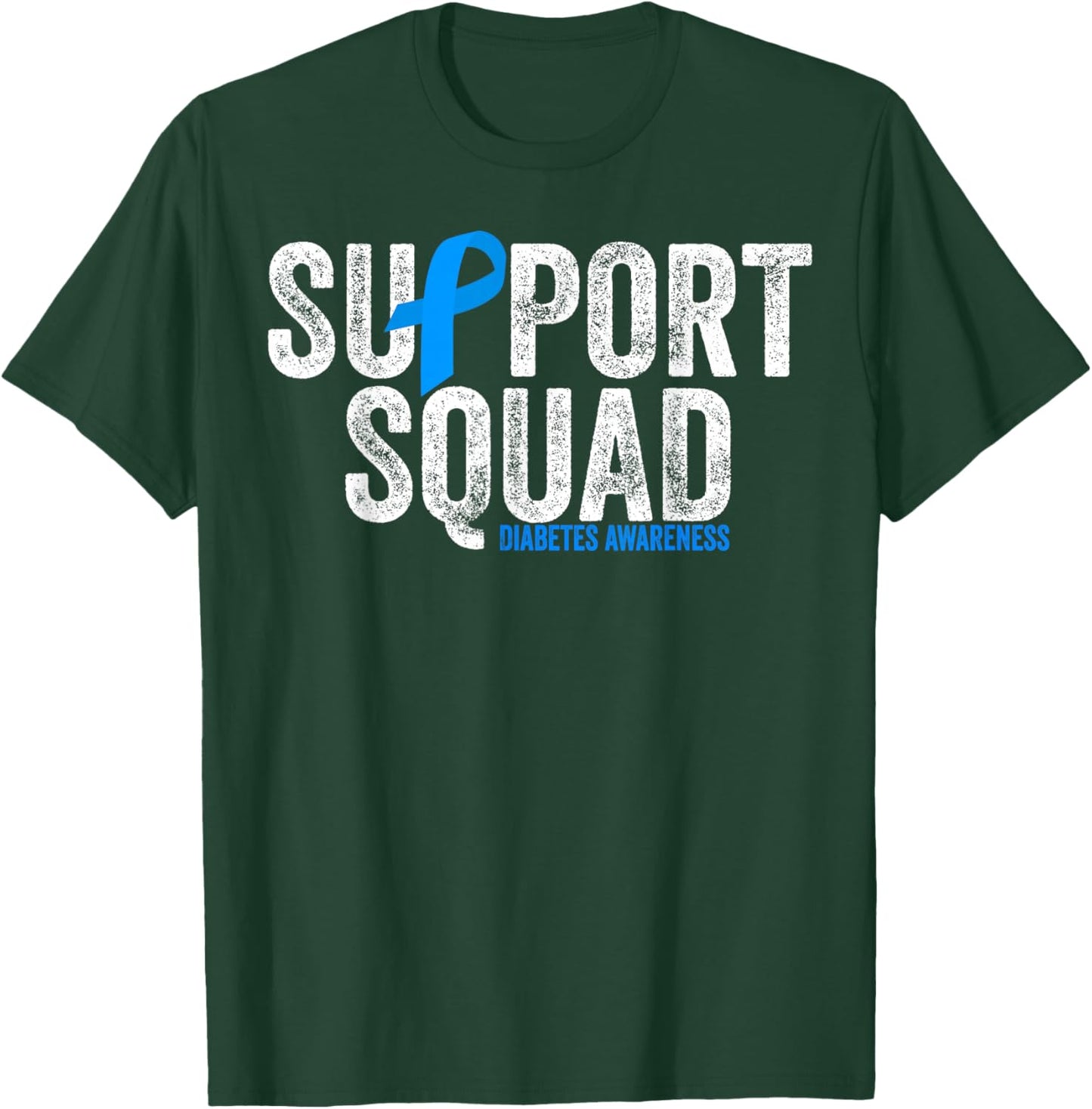 Support Squad Type 1 Diabetes Awareness T1D Blue Ribbon T-Shirt - T-Shirt | Forest