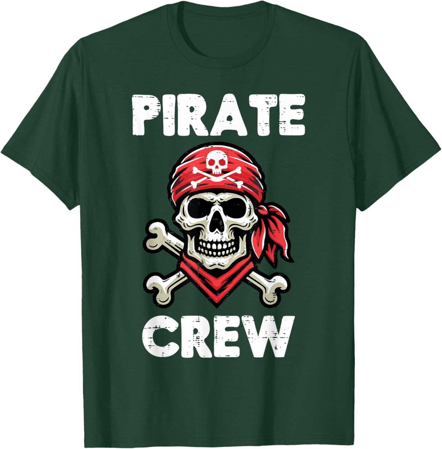 Pirate Crew Skull Crossbones Funny Matching Men Women Kids T-Shirt - T-Shirt | Forest