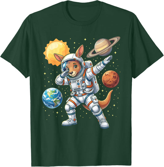 Kangaroo Astronaut Dabbing Funny Space Animal for Kids T-Shirt - T-Shirt | Forest