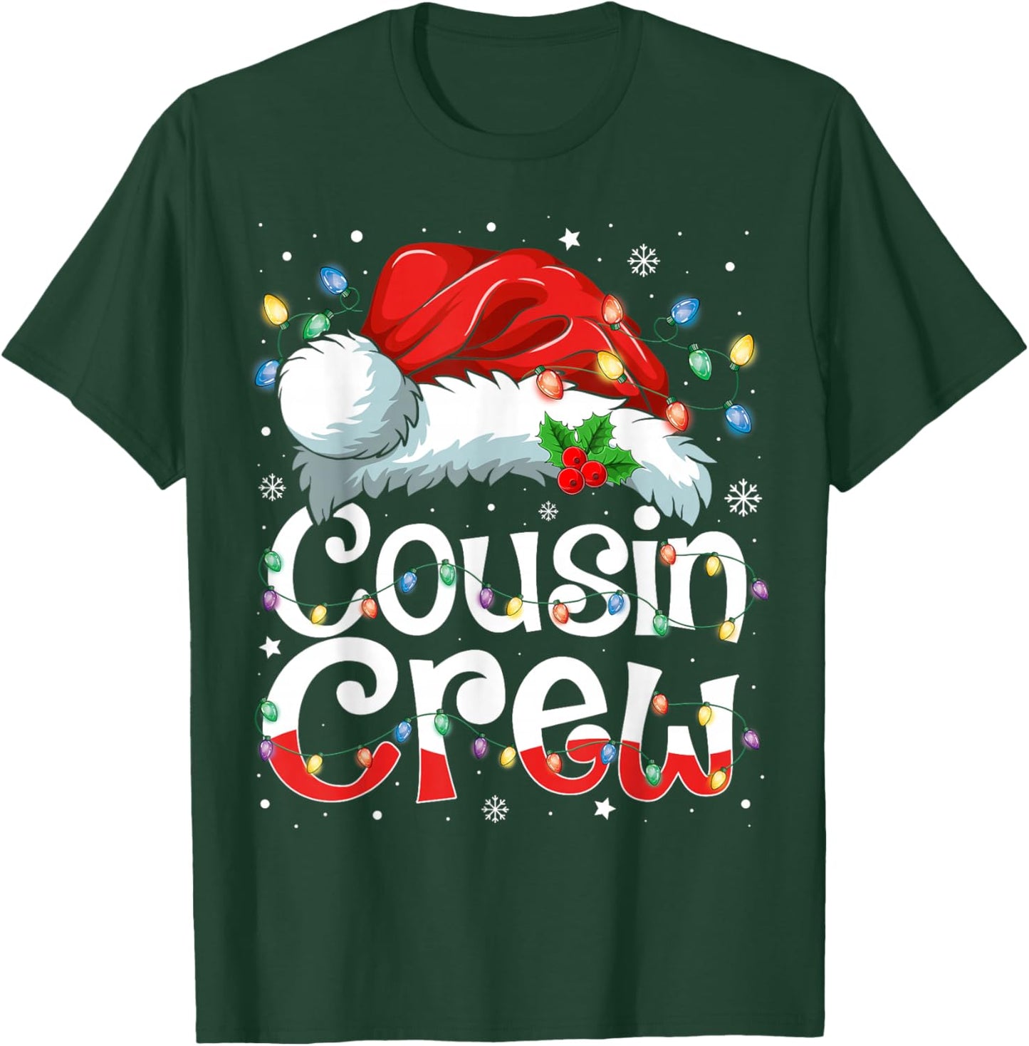 Christmas Cousin Crew Santa Hat Kids Men Women T-Shirt - T-Shirt | Forest