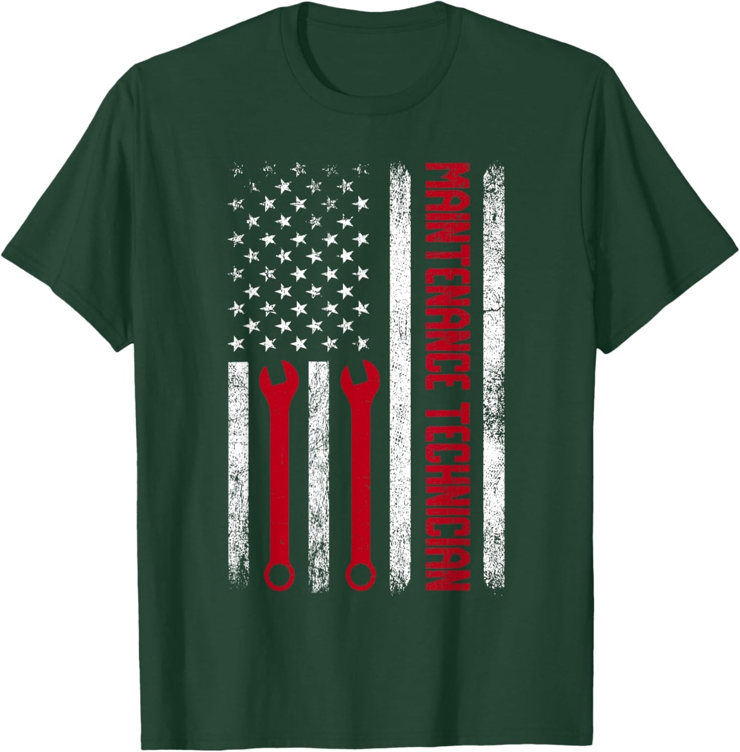 Funny Maintenance Technician American Flag Repairman Worker T-Shirt - T-Shirt | Forest
