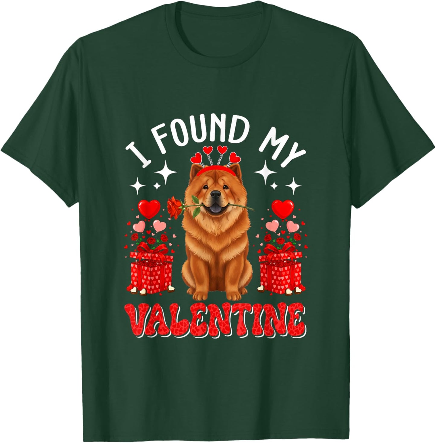 I Found My Valentine Chow Chow Owner Floral Roses Hearts T-Shirt - T-Shirt | Forest
