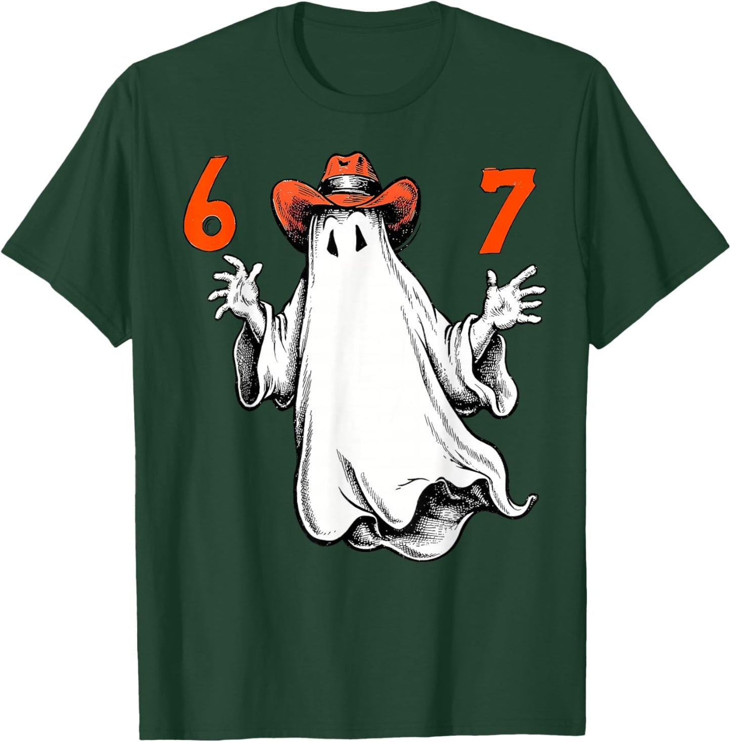 Haunted by 6 7 Funny Ghost Thanksgiving Fall Autumn Design T-Shirt - T-Shirt | Forest