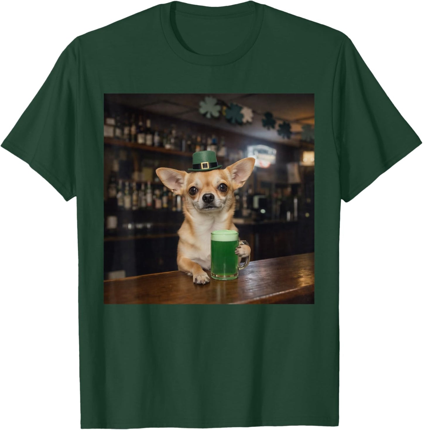 St Patricks Day Dog Chihuahua Drinking Beer Meme T-Shirt - T-Shirt | Forest