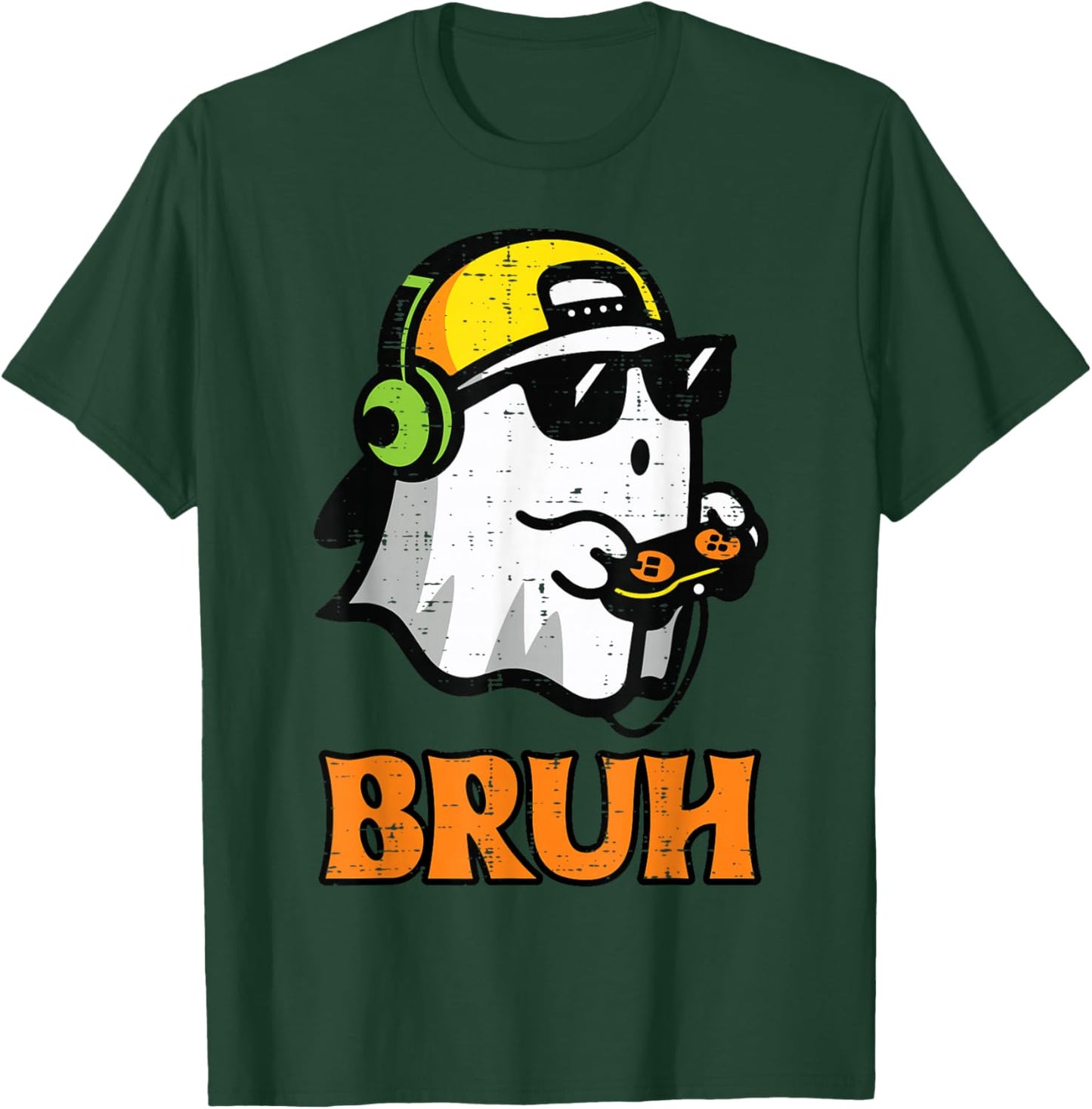 Halloween Ghost Gamer Bruh Gaming Costume Men Boys Kid Youth T-Shirt - T-Shirt | Forest