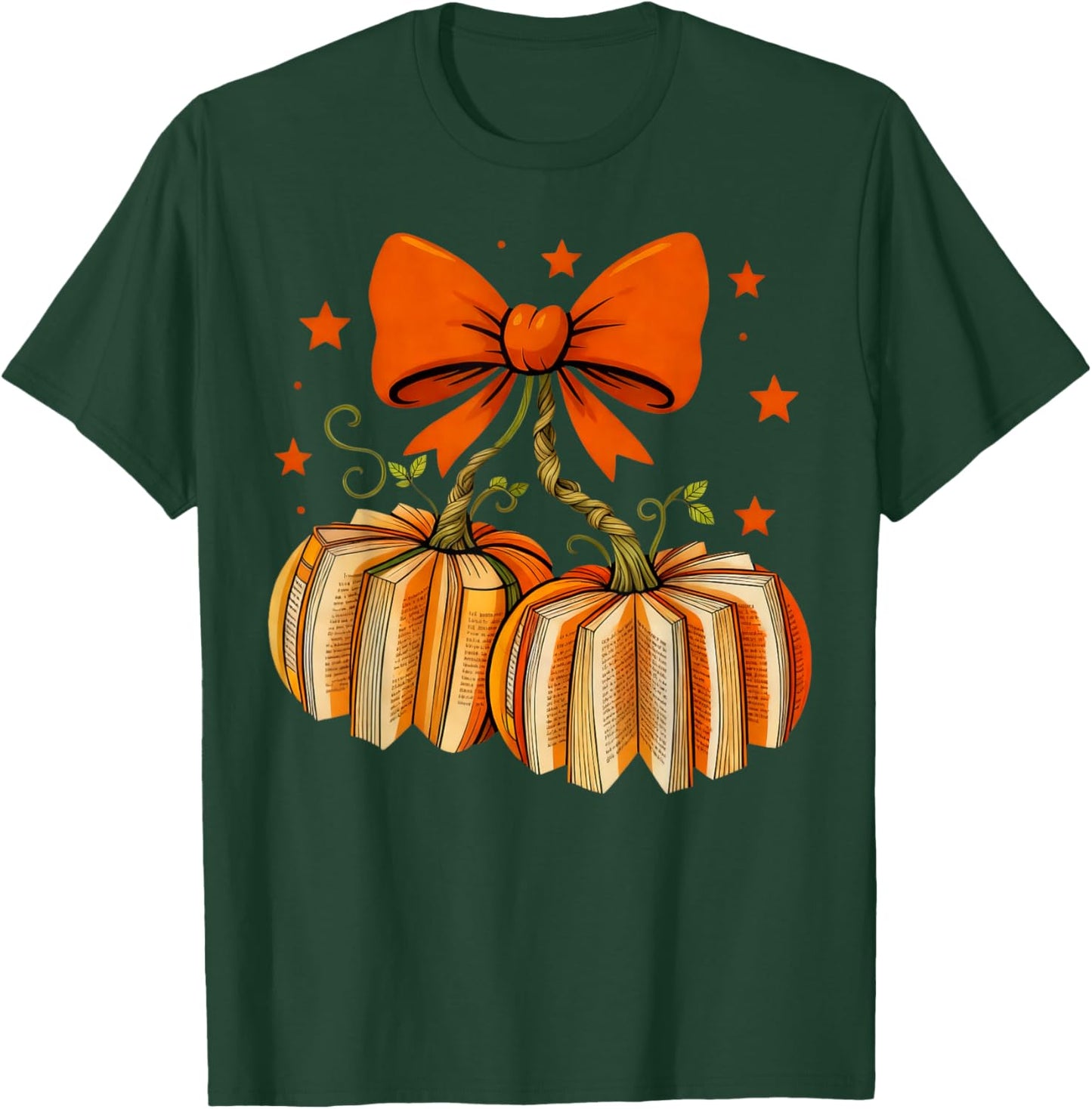 Vintage Coquette Book Pumpkin Cherries Teacher Halloween T-Shirt - T-Shirt | Forest