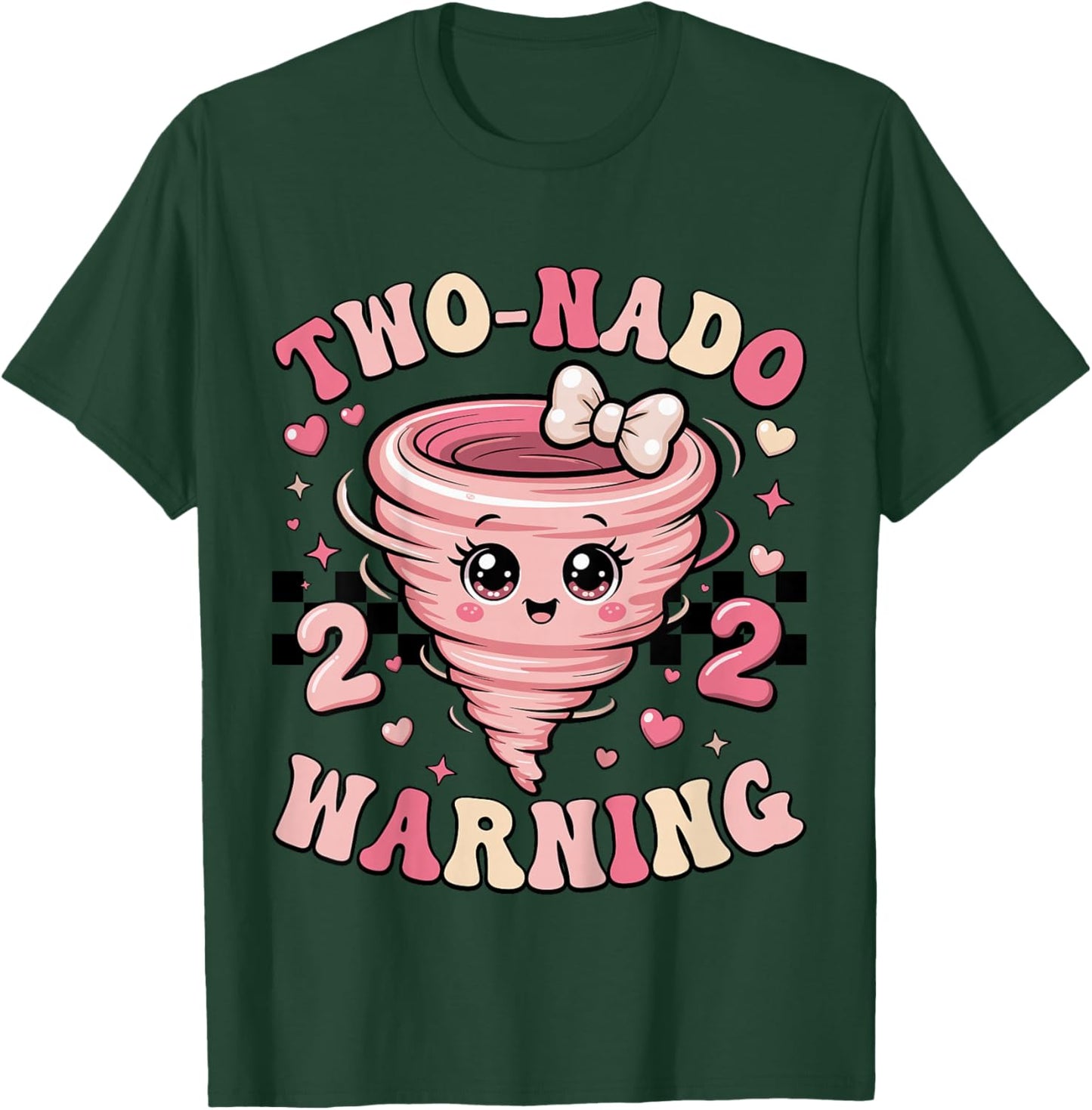 Two Nado Warning Coquette Bow 2nd Birthday 2 Year Old Girls T-Shirt - T-Shirt | Forest