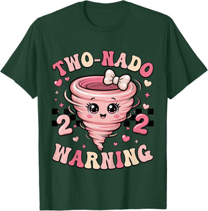 Two Nado Warning Coquette Bow 2nd Birthday 2 Year Old Girls T-Shirt - T-Shirt | Forest