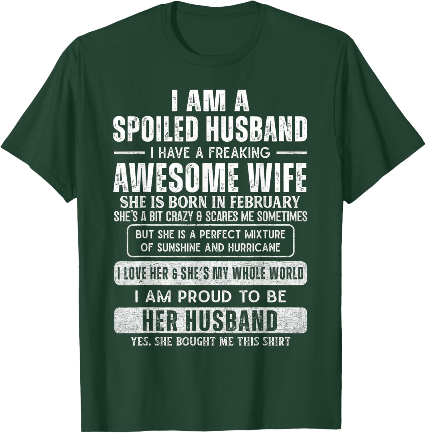 Spoiled Husband Married to a Freaking Awesome February Wife T-Shirt - T-Shirt | Forest