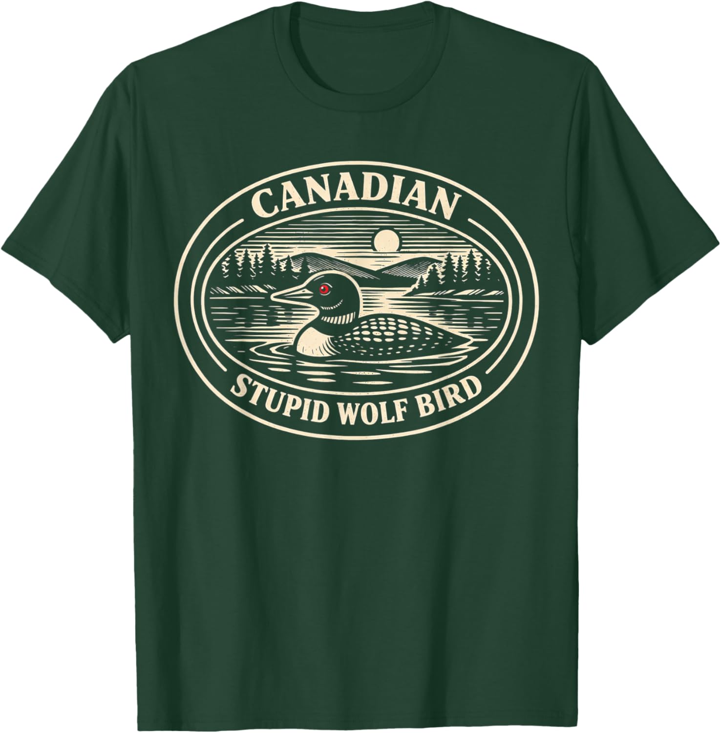 Funny Canadian Stupid Wolf Bird Hockey Romance Couple Humor T-Shirt - T-Shirt | Forest