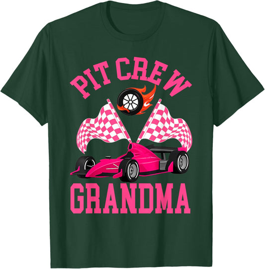 Race Car Birthday Party Racing Family Grandma Pit Crew T-Shirt - T-Shirt | Forest
