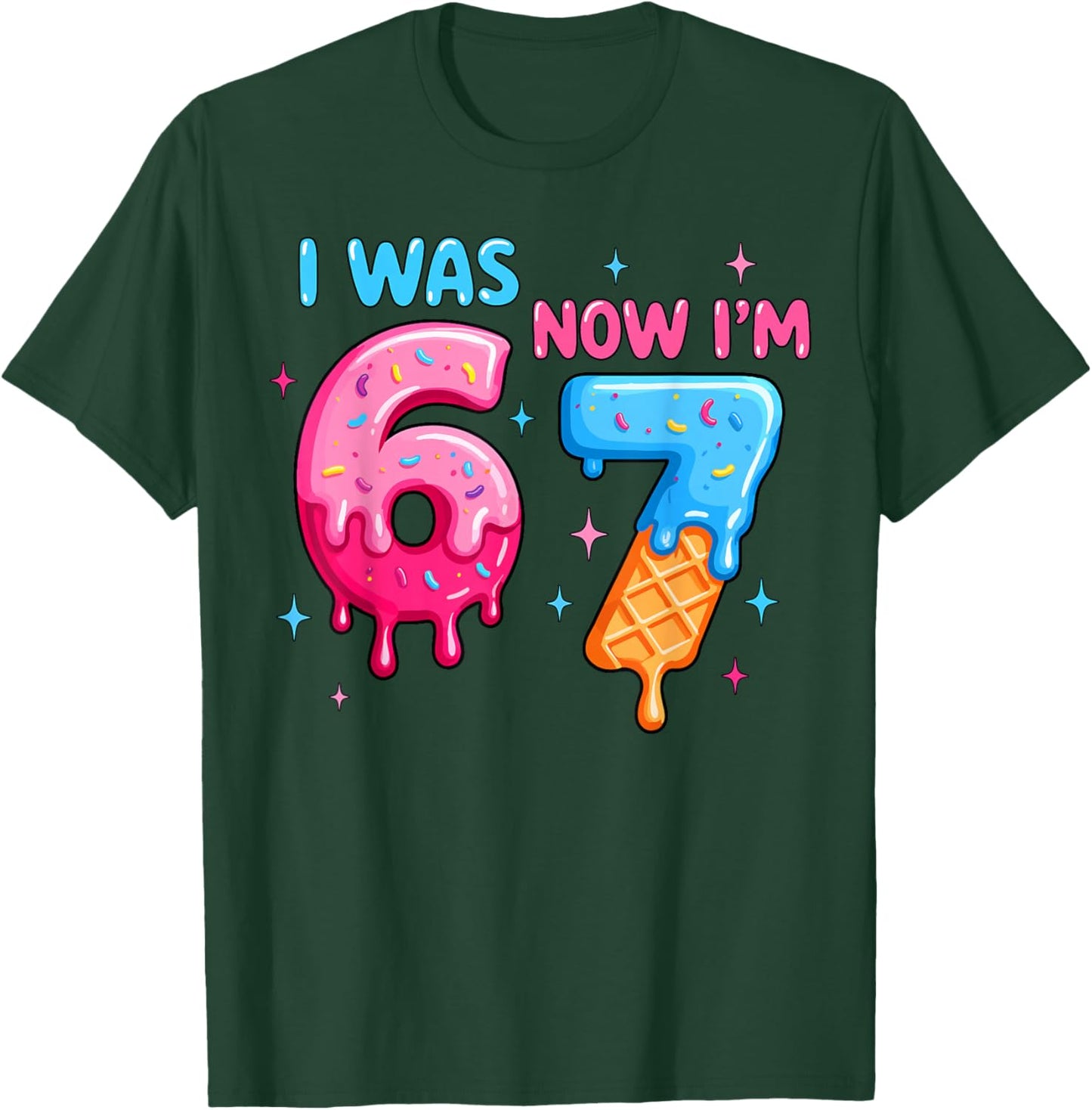 I was 6 Now I'm 7 Funny Meme Six Seven Baseball 7th Birthday T-Shirt - T-Shirt | Forest