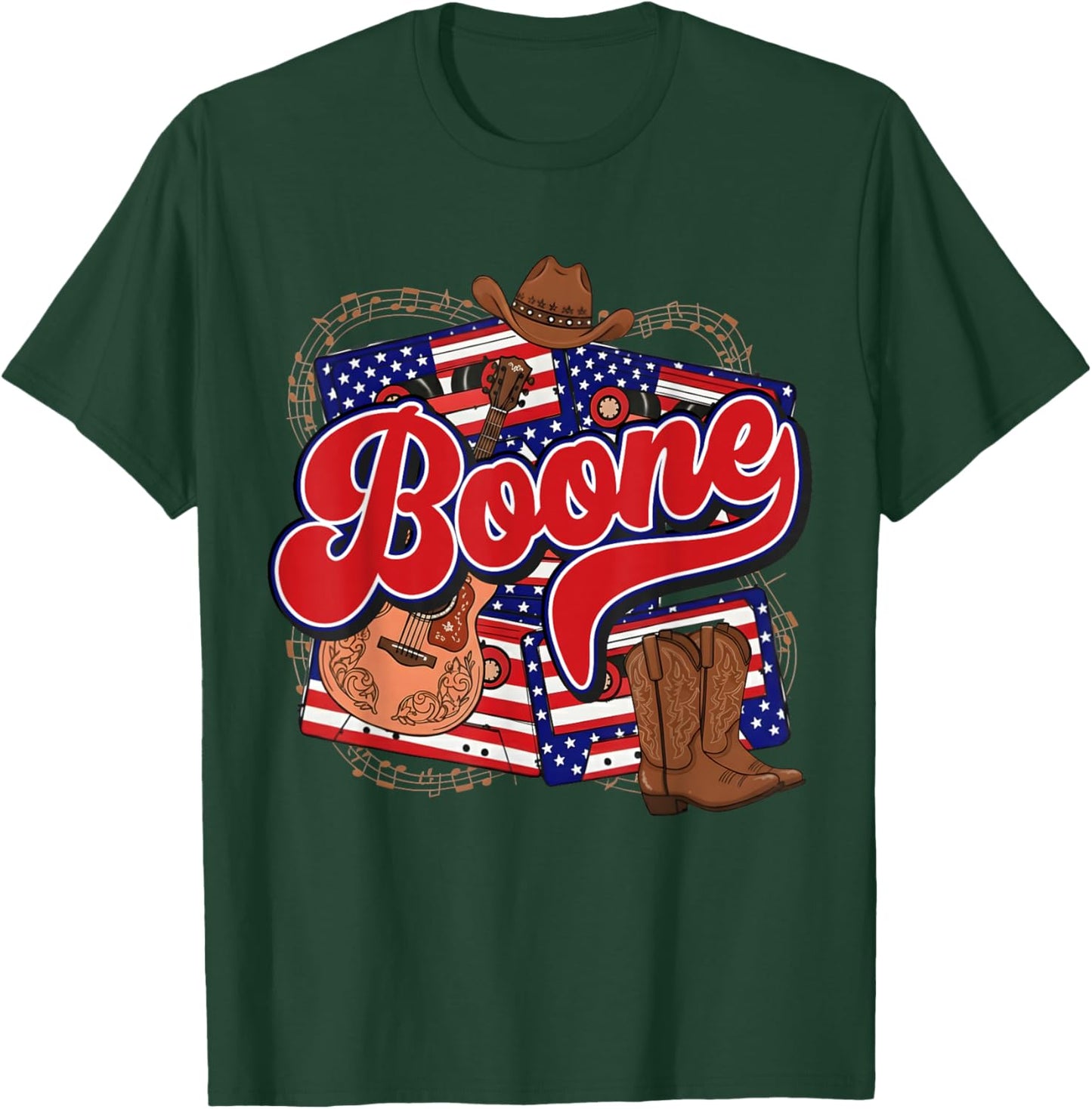 Boone Checkered Personalized Name Vintage US Flag Retro T-Shirt - T-Shirt | Forest