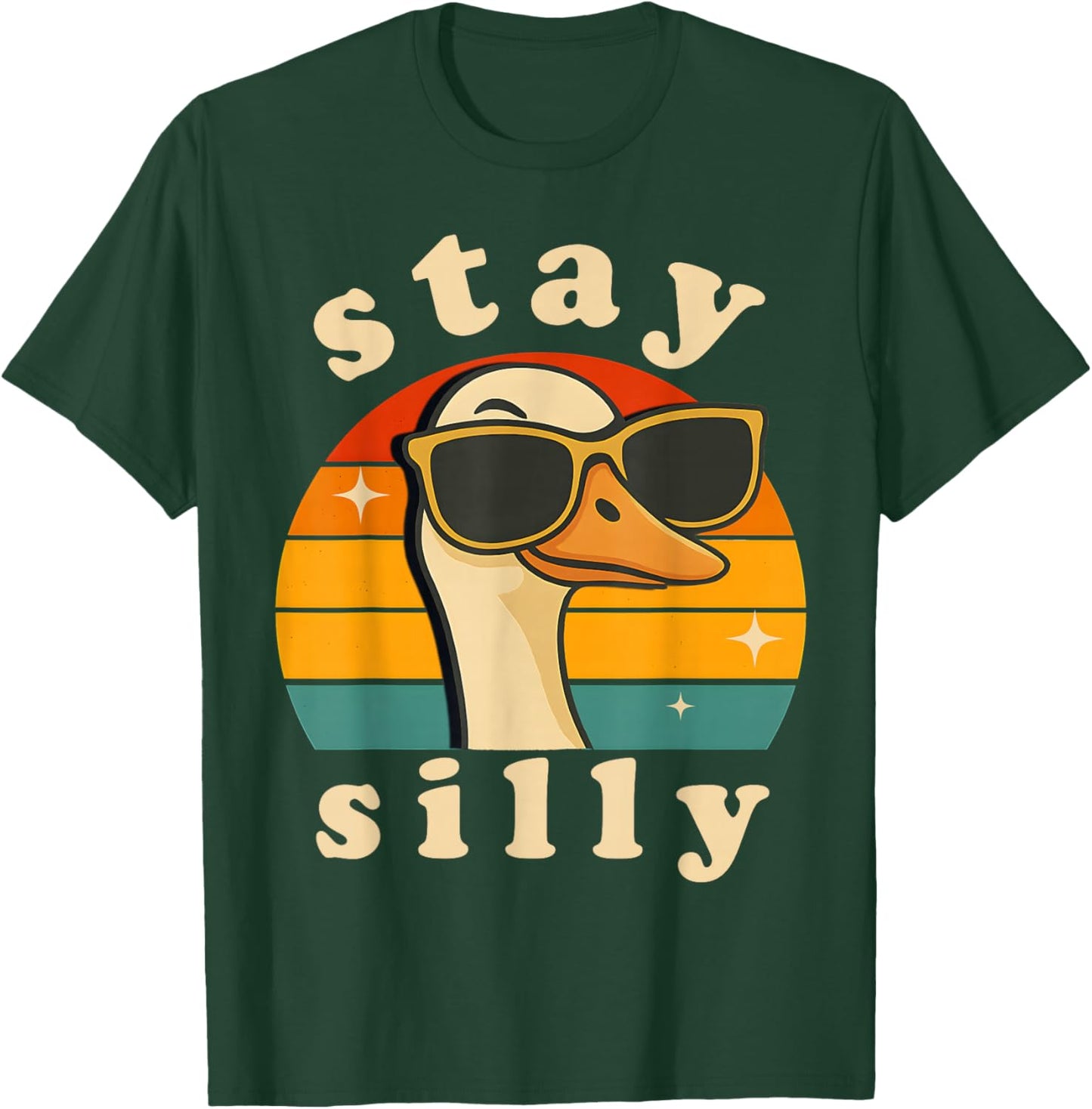 Stay Silly Goose Boys Kids Retro Cute Matching Friends 70s T-Shirt - T-Shirt | Forest