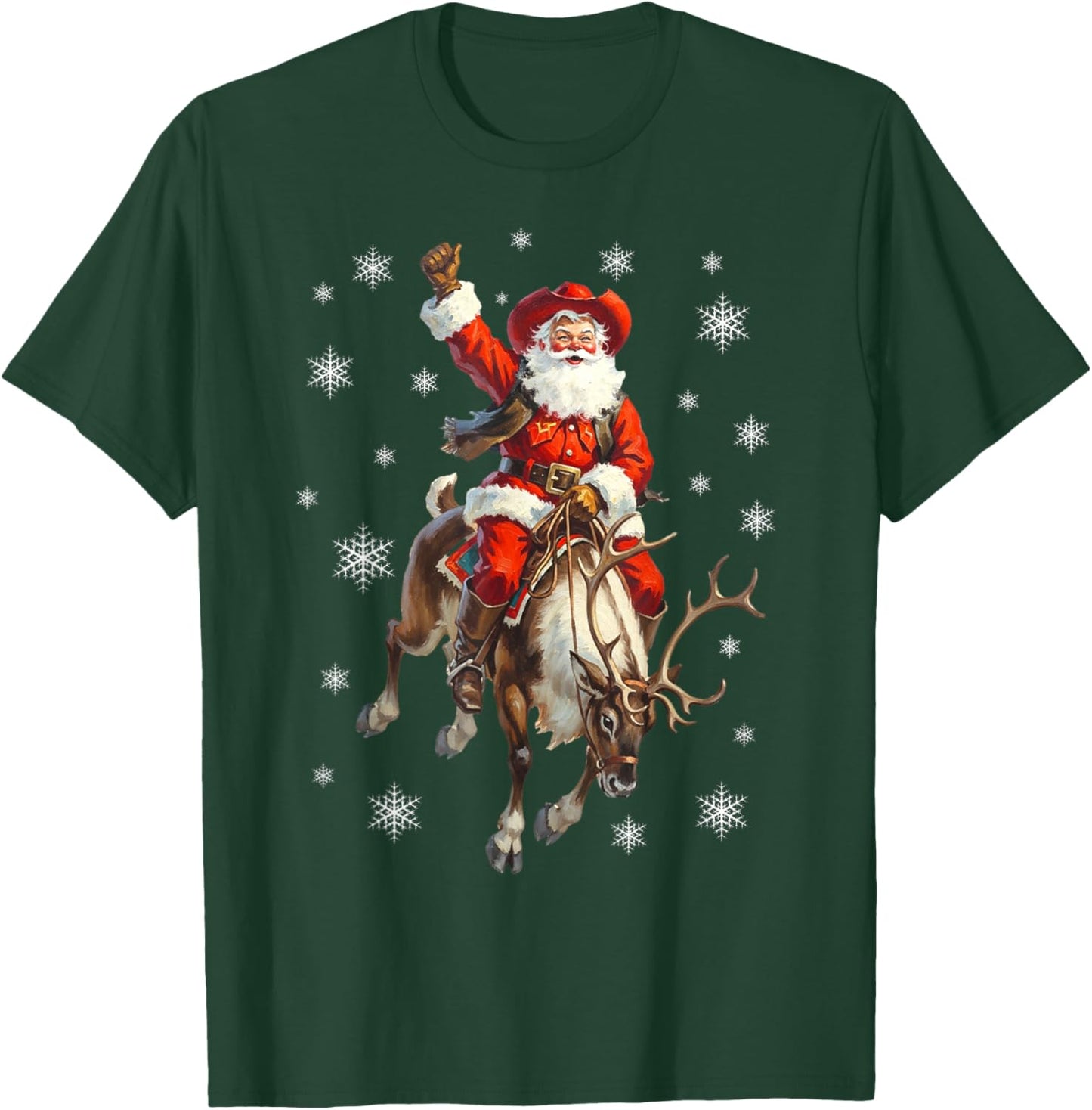 Christmas Reindeer Rider Cowboy Santa T-Shirt - T-Shirt | Forest