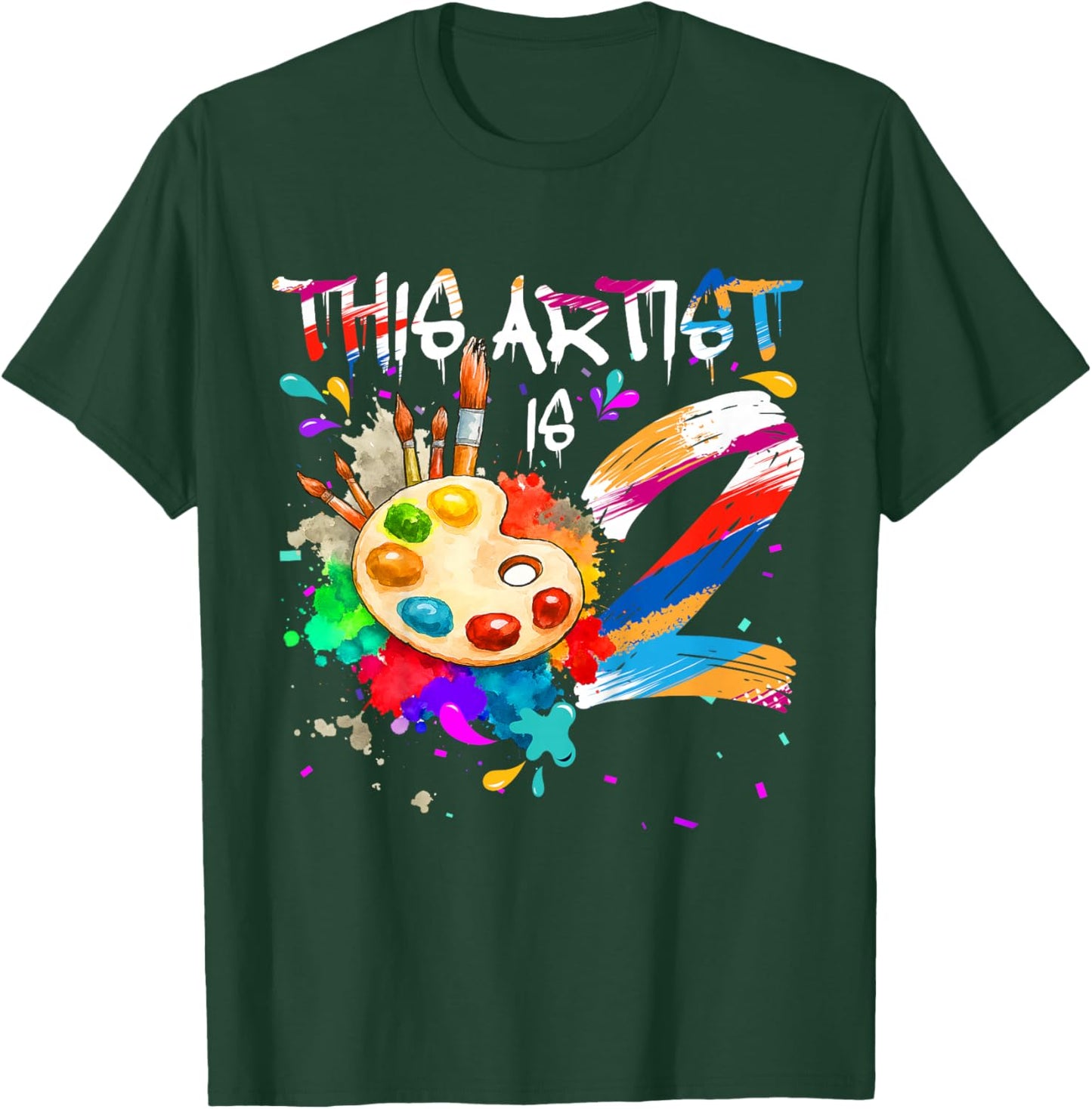 This Artist is 2 Years Old Birthday 2nd Painting Art Party T-Shirt - T-Shirt | Forest