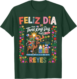 Three Kings Day Puerto Rican Women Idea & Coqui Frog Boricua T-Shirt - T-Shirt | Forest