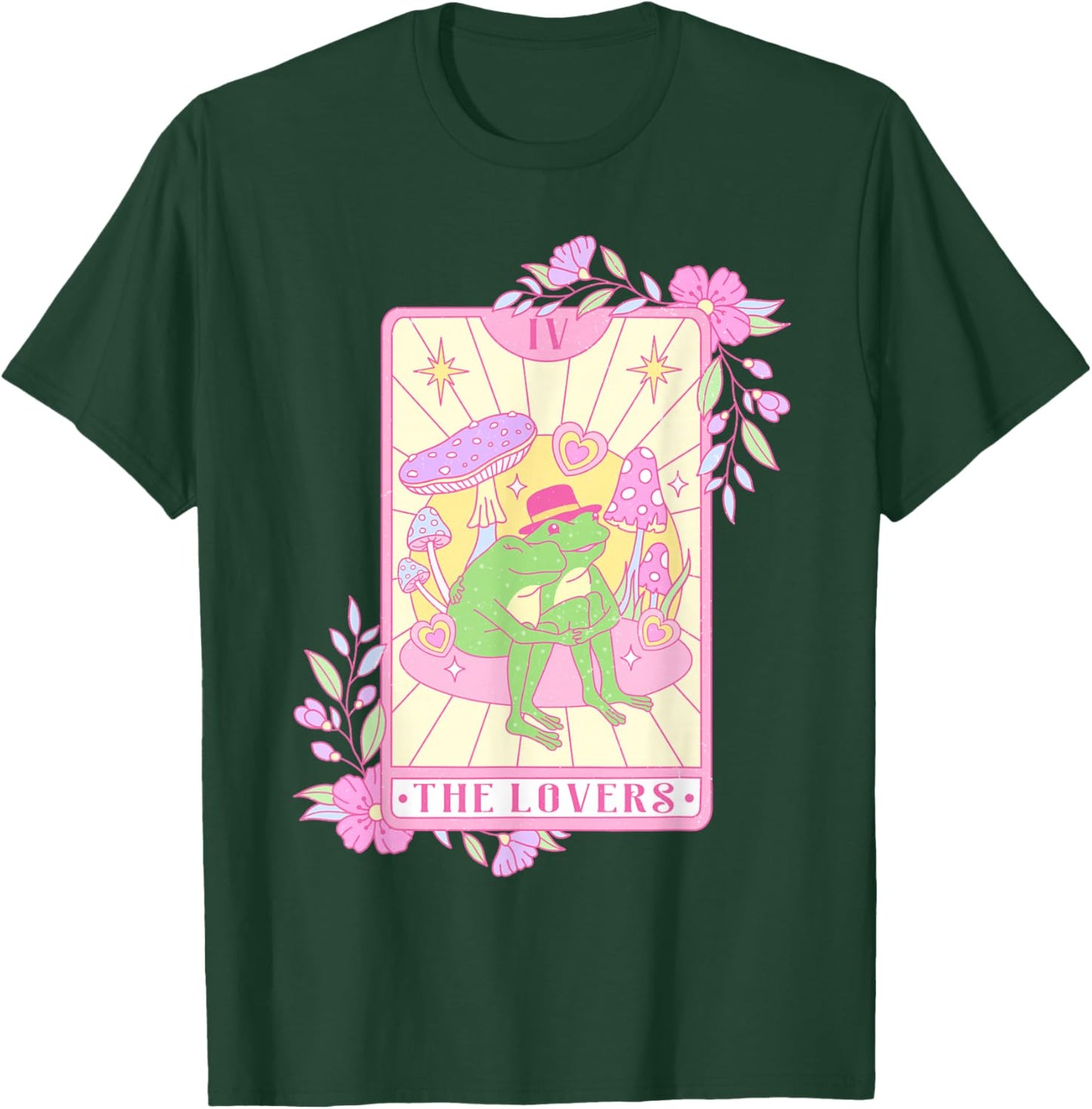Adorable Frog Valentine The Lovers Funny Tarot Card Graphic T-Shirt - T-Shirt | Forest
