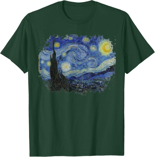 Vintage Starry Night Style Van Gogh T-Shirt - T-Shirt | Forest