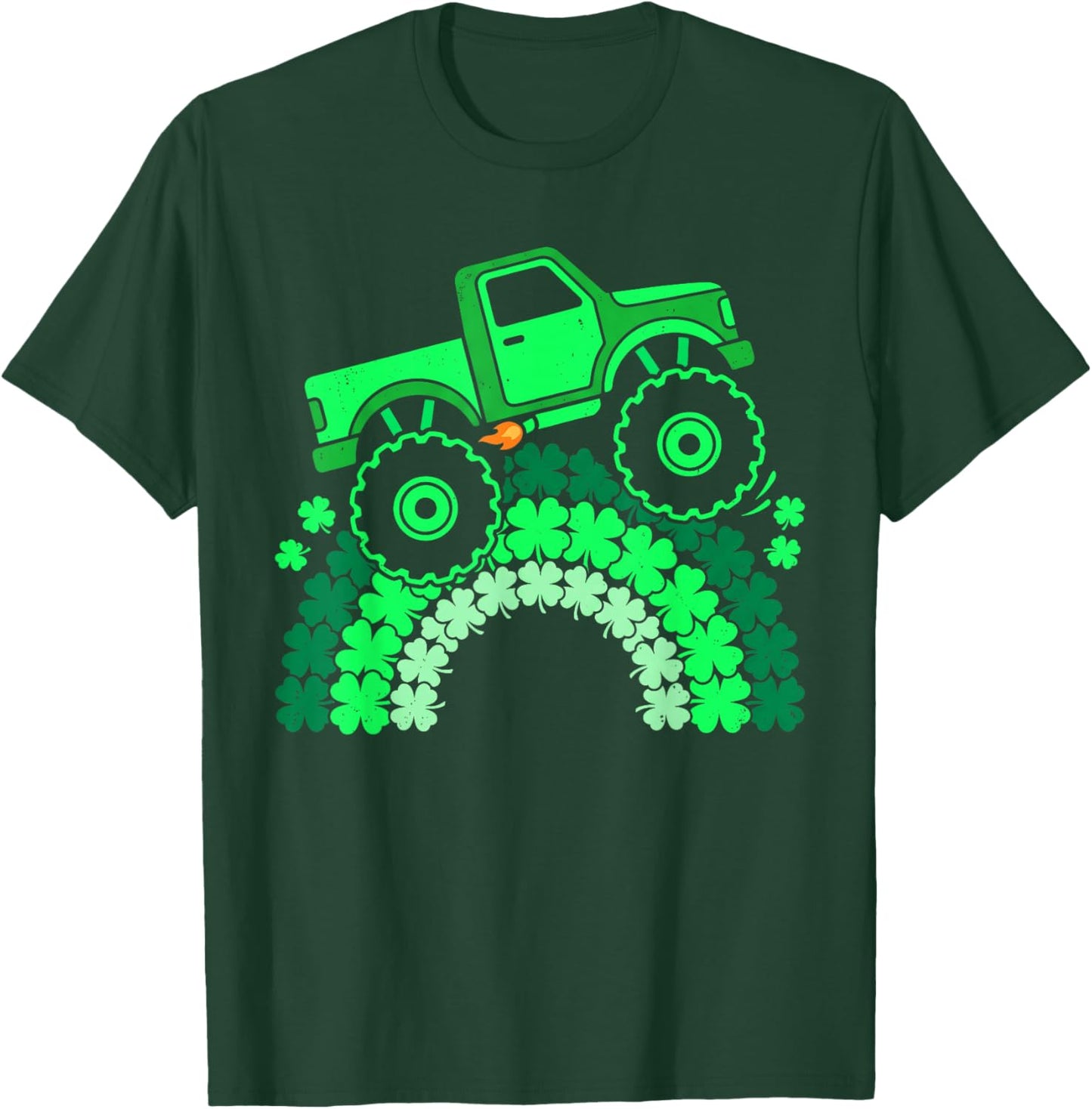 Monter Truck Lucky Shamrock Funny St Patrick's Day Kids Boys T-Shirt - T-Shirt | Forest