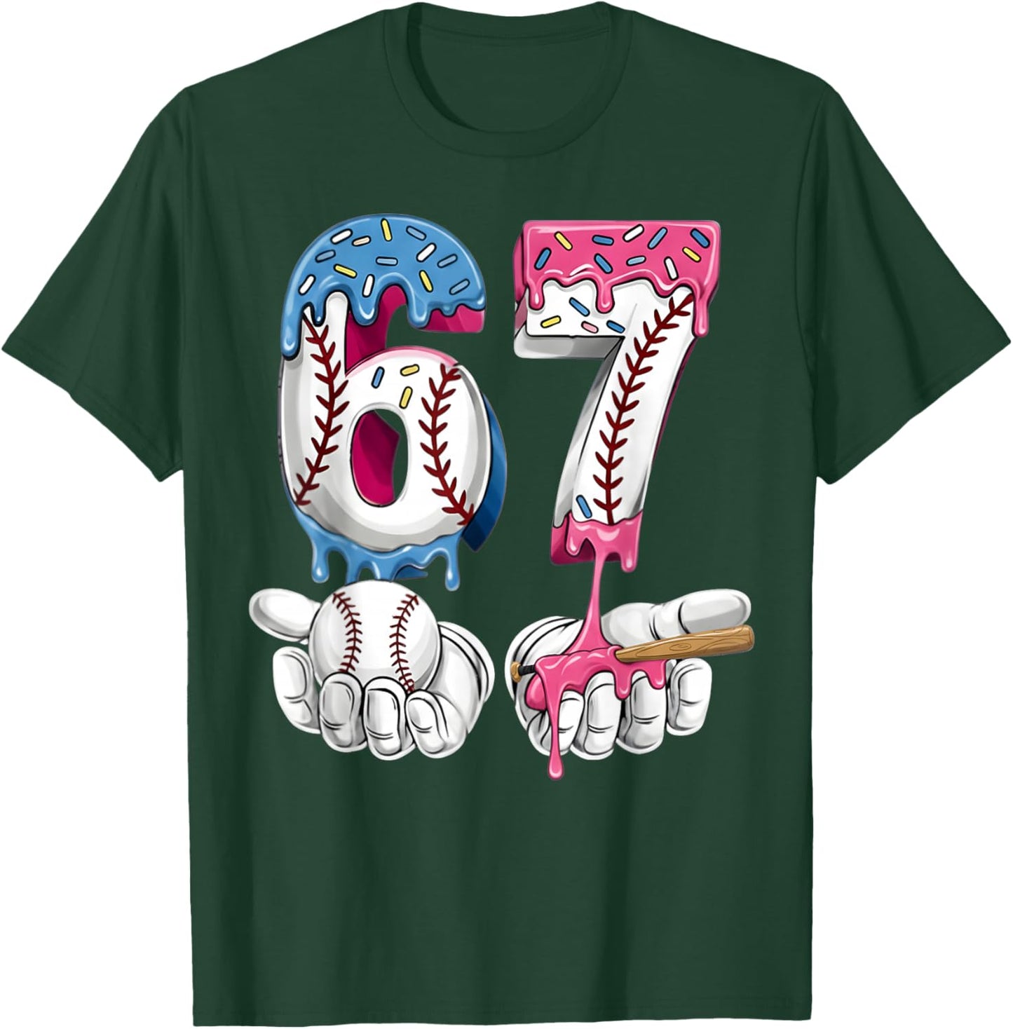 Baseball 67 Ice Cream Drip Six Seven Boys Girls Funny Meme T-Shirt - T-Shirt | Forest