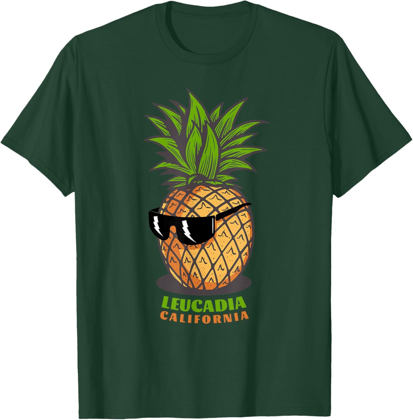 Leucadia California CA Cute Pineapple Sunglasses Vacation T-Shirt - T-Shirt | Forest
