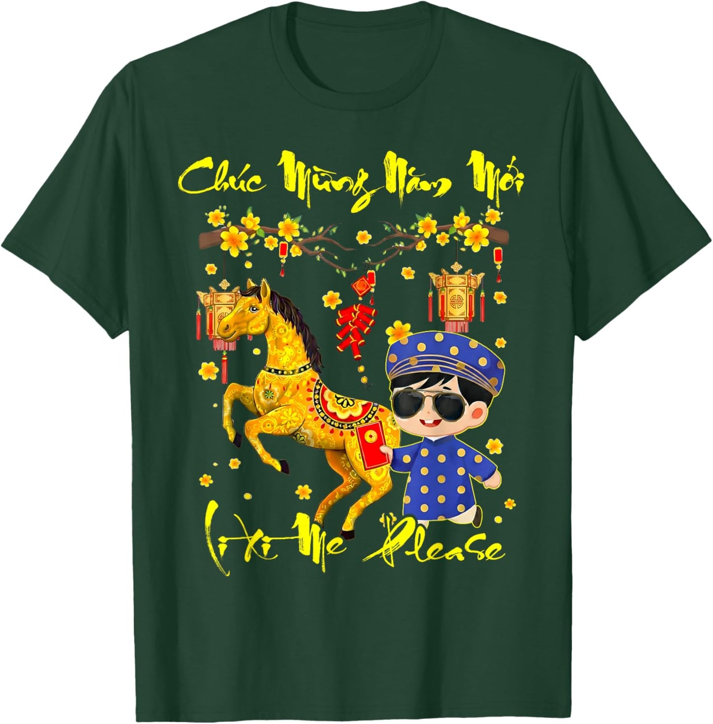 Li Xi Me Please Vietnamese Lunar New Year TET 2026 Boys Kids T-Shirt - T-Shirt | Forest