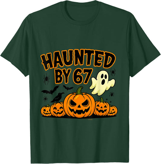 Haunted by 67 Six Seven Halloween Meme Ghost Pumpkin Design T-Shirt - T-Shirt | Forest