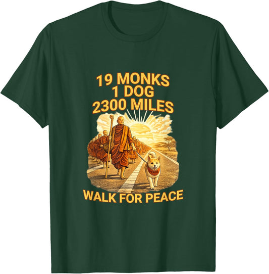 Walk for Peace with Monks and Aloka The Dog T-Shirt - T-Shirt | Forest