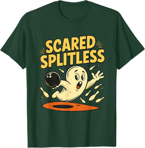 Funny Halloween Bowling, Scared Splitless Bowler Apparel T-Shirt - T-Shirt | Forest