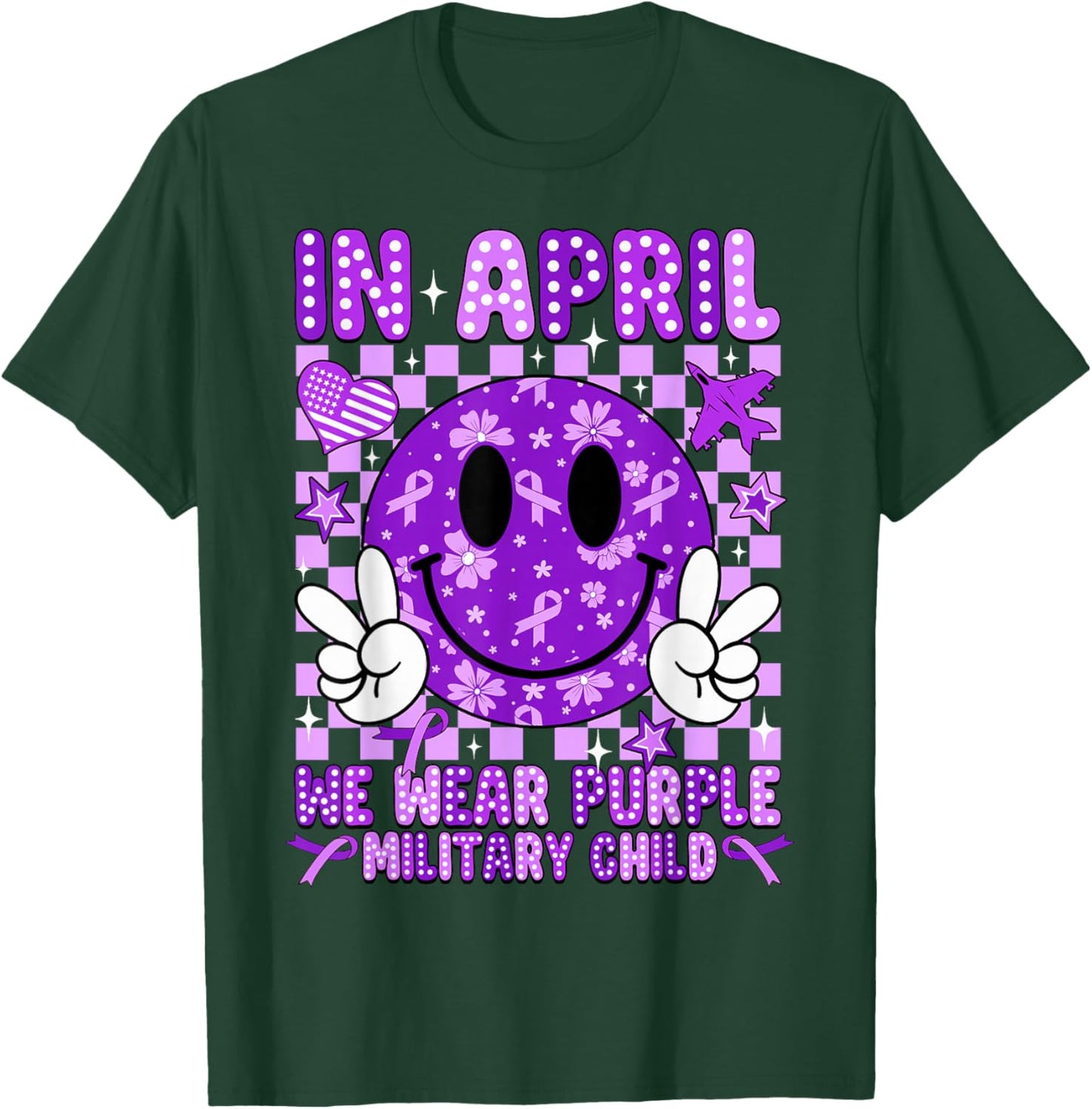 in April We Wear Purple for Military Kids Military Child T-Shirt - T-Shirt | Forest