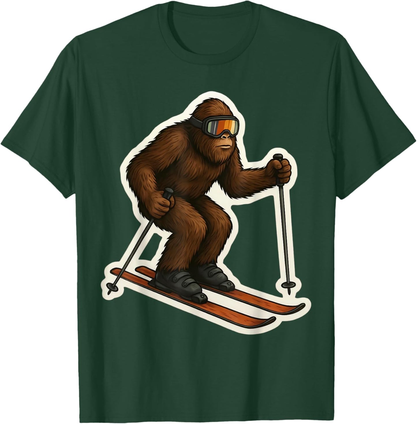 Sasquatch Skiing Snow Big-Foot Skier Big Foot Ski Mountains T-Shirt - T-Shirt | Forest