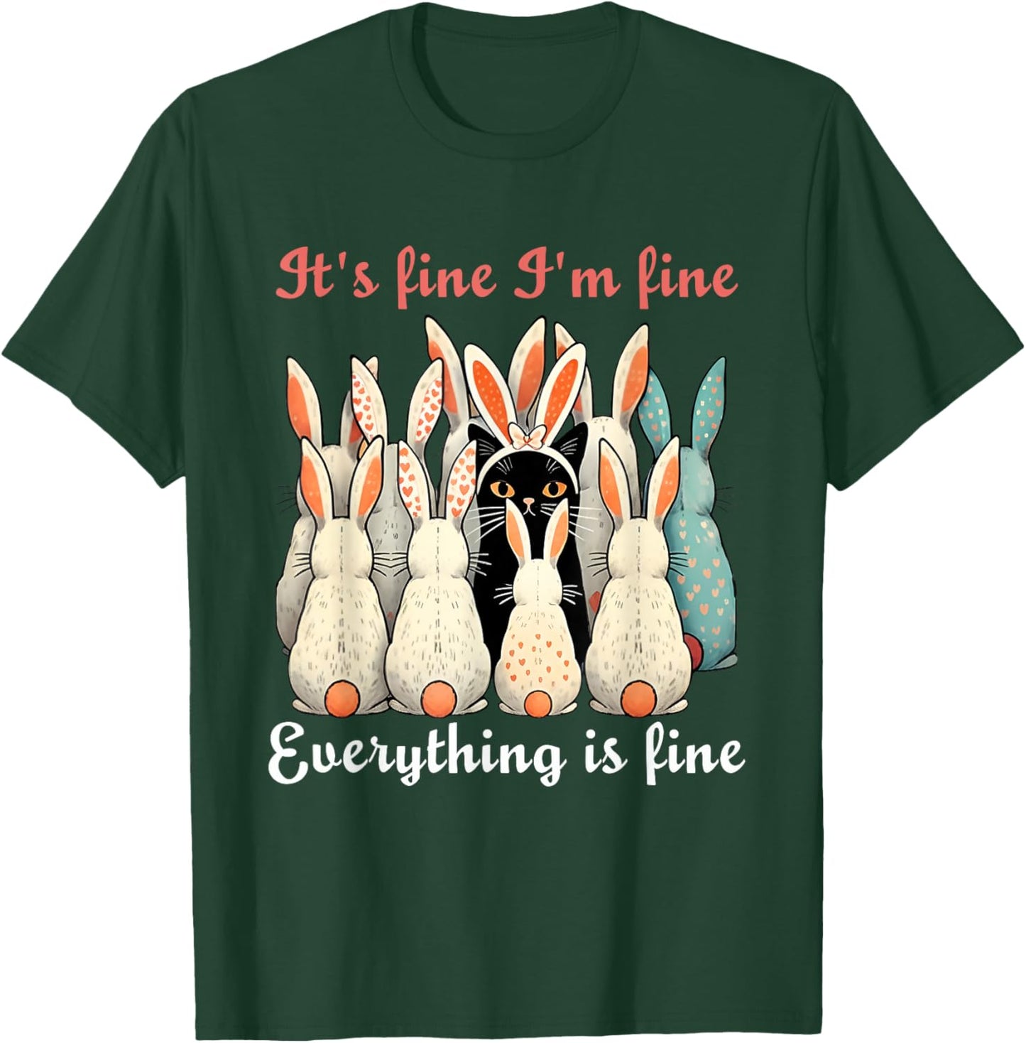 Funny Black Cat Bunny Cat Easter Bunny Ears T-Shirt - T-Shirt | Forest