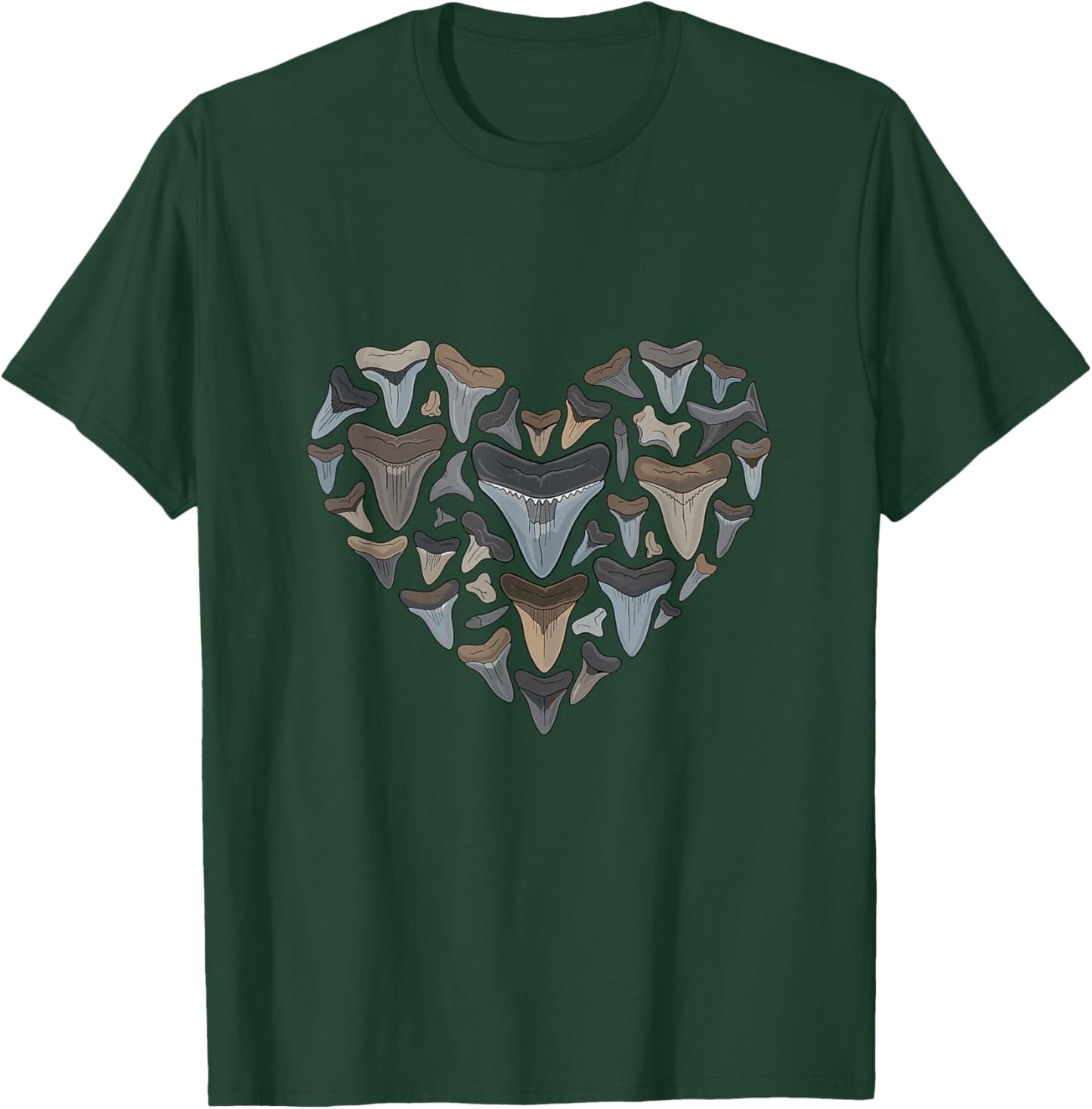 Shark Tooth Heart Fossil Collector Ocean Lover T-Shirt - T-Shirt | Forest