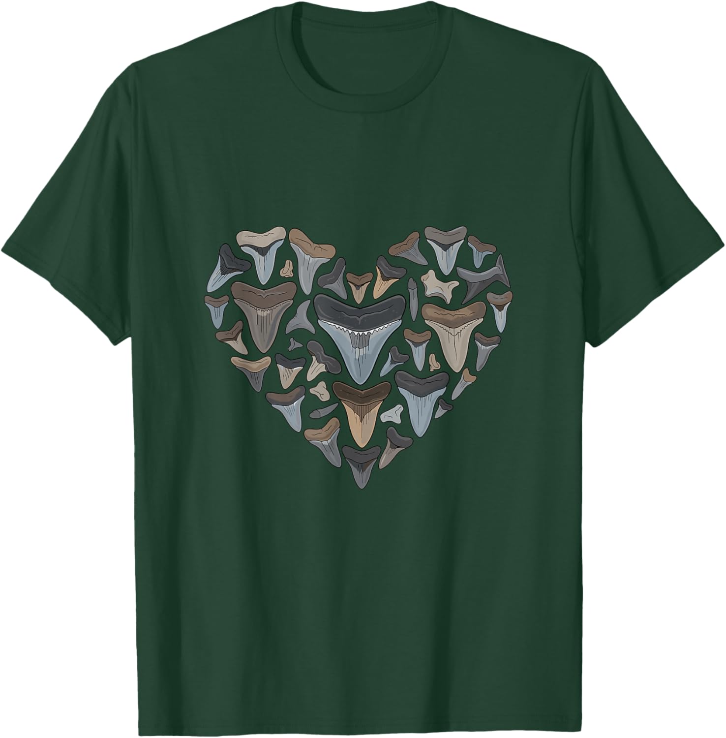 Shark Tooth Heart Fossil Collector Ocean Lover T-Shirt - T-Shirt | Forest