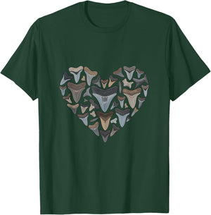 Shark Tooth Heart Fossil Collector Ocean Lover T-Shirt - T-Shirt | Forest
