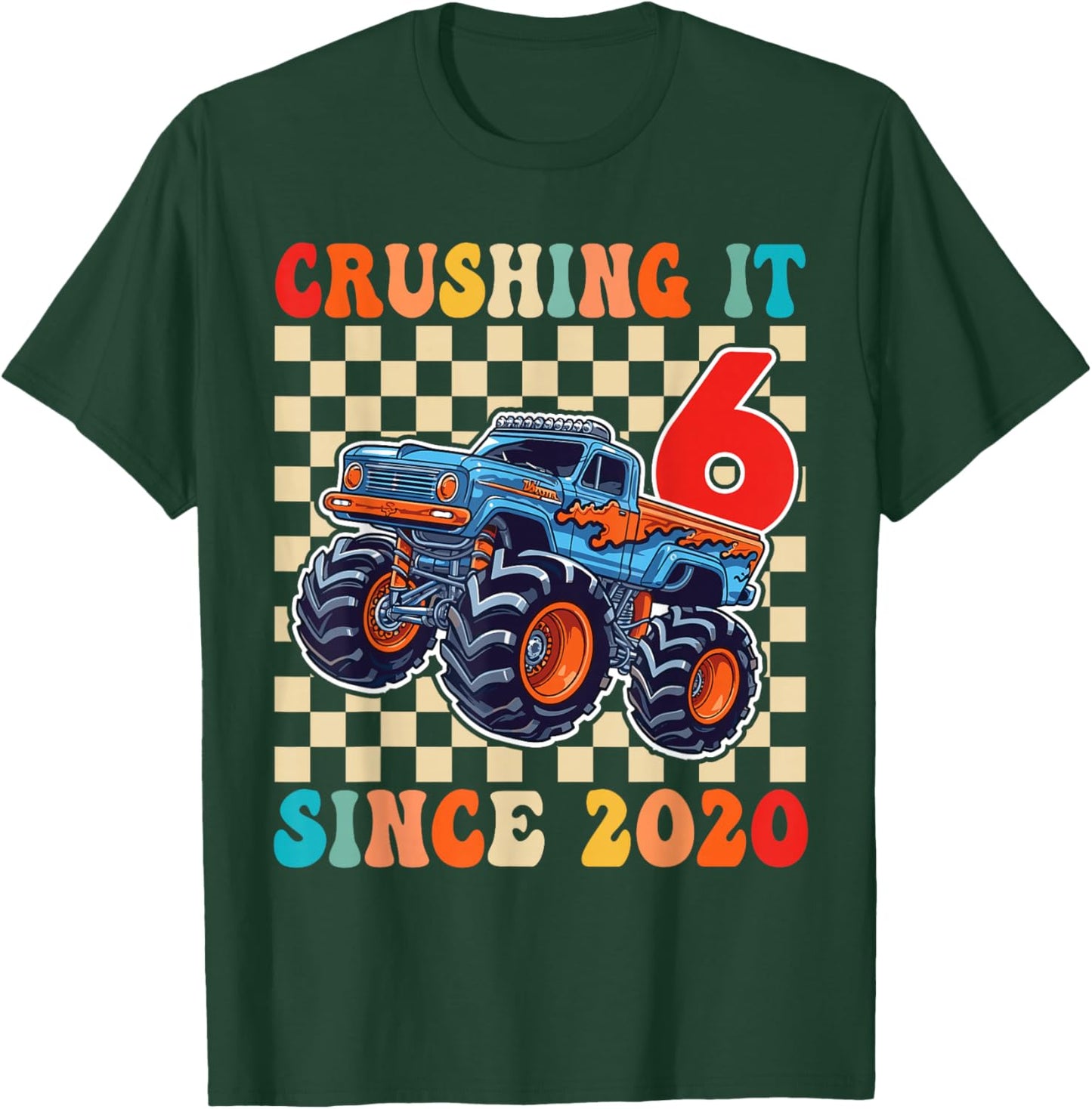 Birthday Monster Truck 6 Year Old Boys 6th Party Born 2020 T-Shirt - T-Shirt | Forest
